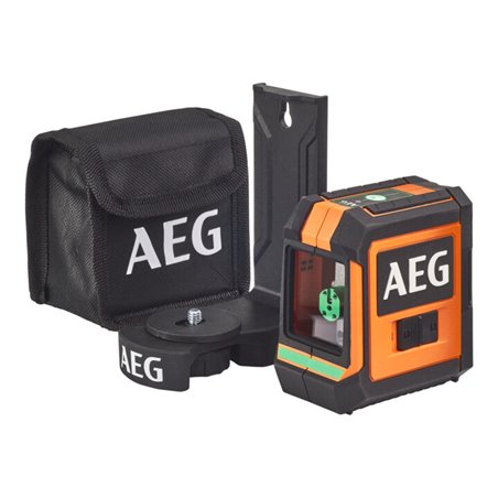AEG Kreuzlinienlaser CLG2-20B, 20 m, grün, inkl. Tasche, 2x AA Batterien, Wandhalterung (magnetisch), Klettband