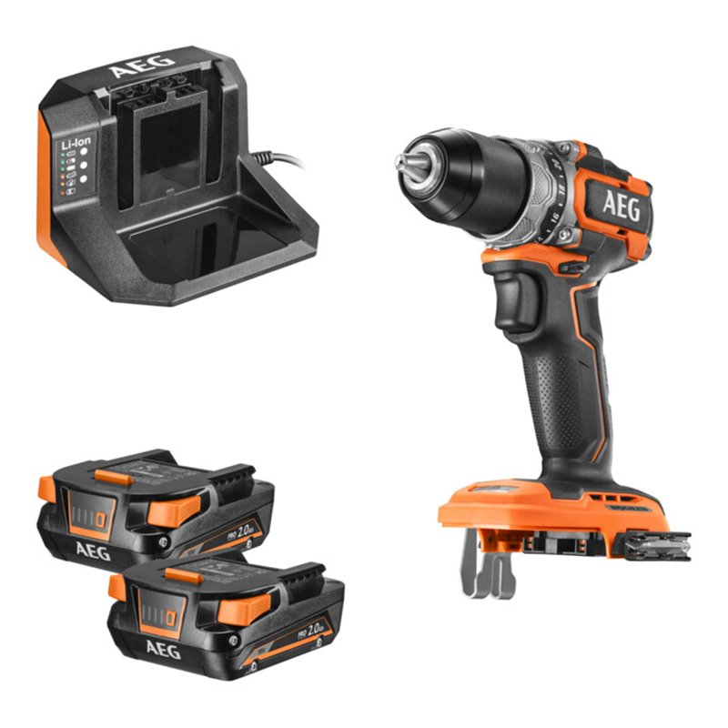 AEG Brushless Akku-Bohrschrauber BS18SBL-202C, Sub Compact, 18V, inkl. 2x 18V 2,0 Ah Akkus, Ladegerät, Koffer