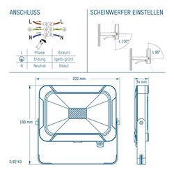 Ansmann Luminary LED-Wandstrahler 20 W, bis zu 1600 Lumen WFL1600