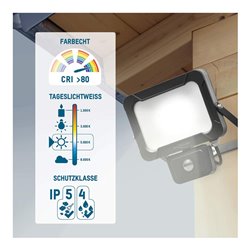 Ansmann Luminary LED-Wandstrahler PIR 30 W Bewegungsmelder, bis zu 2400 Lumen WFL2400S
