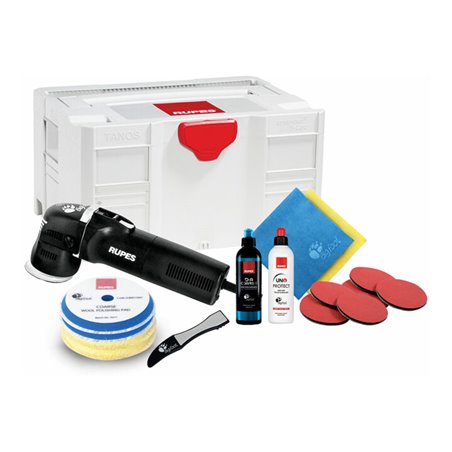Rupes Renovierungskit LHR75E mit 4 Wolle Pad, 2 Polituren, Starterkit Schleifen, 2 Mf Tuecher, 1 Schuerze, Schwammentferner, Sys