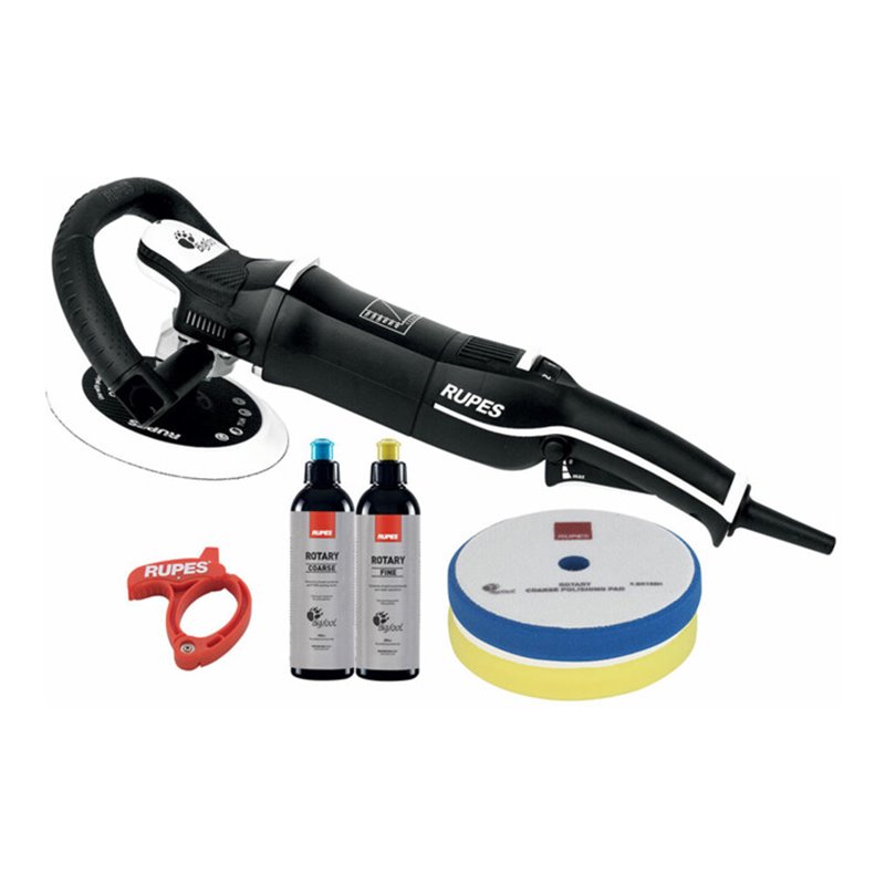 Rupes Winkel-Poliermaschine LH19E Bigfoot Kit STN mit Ø 125mm Stuetzteller, 2 Schwaemme Ø135mm, 2 Polituren