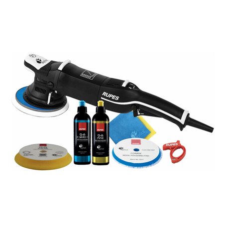 Rupes Exzenter-Poliermaschine LHR 21 Mark III Kit BAS mit 1 Schwamm, 1 Wolle Pad, 2 Polituren, 2 Mf Tuecher, Kabelklemme