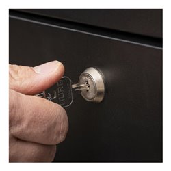 STIER Computerschrank mit Schublade, Türen und Rollen 1750x650x550mm schwarz