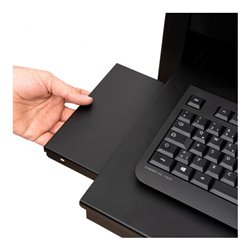 STIER Computerschrank mit Schublade, Türen und Rollen 1750x650x350mm schwarz