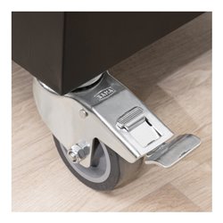 STIER Computerschrank mit Schublade, Türen und Rollen 1750x650x350mm schwarz