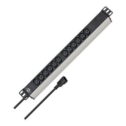 Alu-Line 19' Steckdosenleiste für Schaltschränke 12-fach schwarz/silber 2m H05VV-F 3G1,0