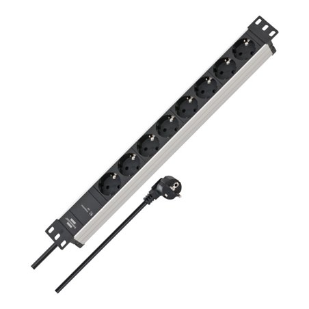 Alu-Line 19.500 A Überspannungsschutz-Steckdosenleiste 19' 8-fach 2m H05VV-F3G1,5