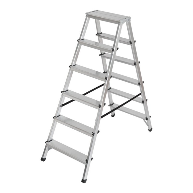 Doppelstufenleiter Aluminium 2x6 Stufen Höhe Stehleiter 1,25m