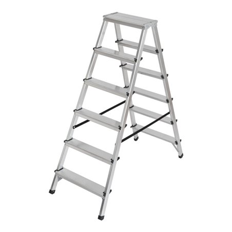 Doppelstufenleiter Aluminium 2x6 Stufen Höhe Stehleiter 1,25m