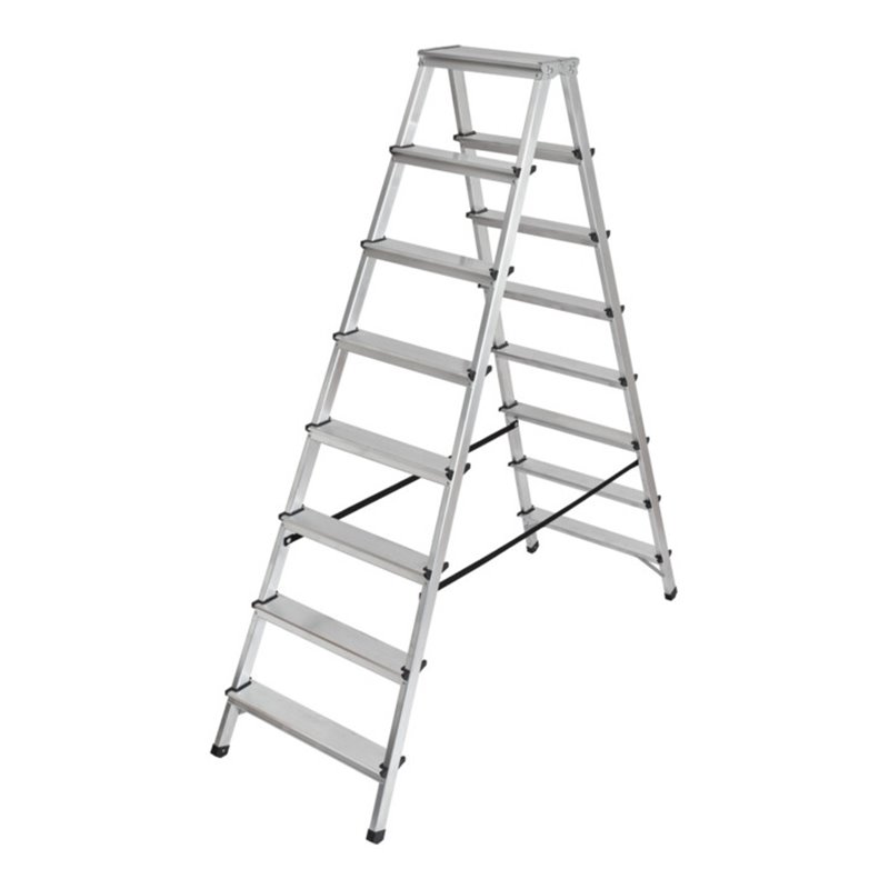 Doppelstufenleiter Aluminium 2x8 Stufen Höhe Stehleiter 1,68m