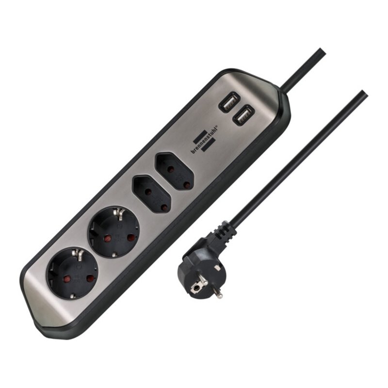 brennenstuhl®estilo Ecksteckdosenleiste mit USB-Ladefunktion 2x Schutzkontakt, 2x Euro