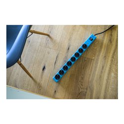 19.500A Überspannungsschutz-Steckdosenleiste 8-fach blau 2m H05VV-F 3G1,5