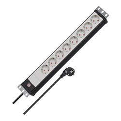 Premium-Line 19' Steckdosenleiste für Schaltschränke 8-fach schwarz/lichtgrau 3m H05VV-F 3G1,5 19'-Format
