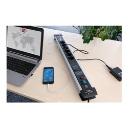 Premium-Protect-Line 60.000A Überspannungsschutz-Steckdosenleiste mit Power Delivery USB-Ladefunktion 6-fach 3m H05VV-F 3G1,5