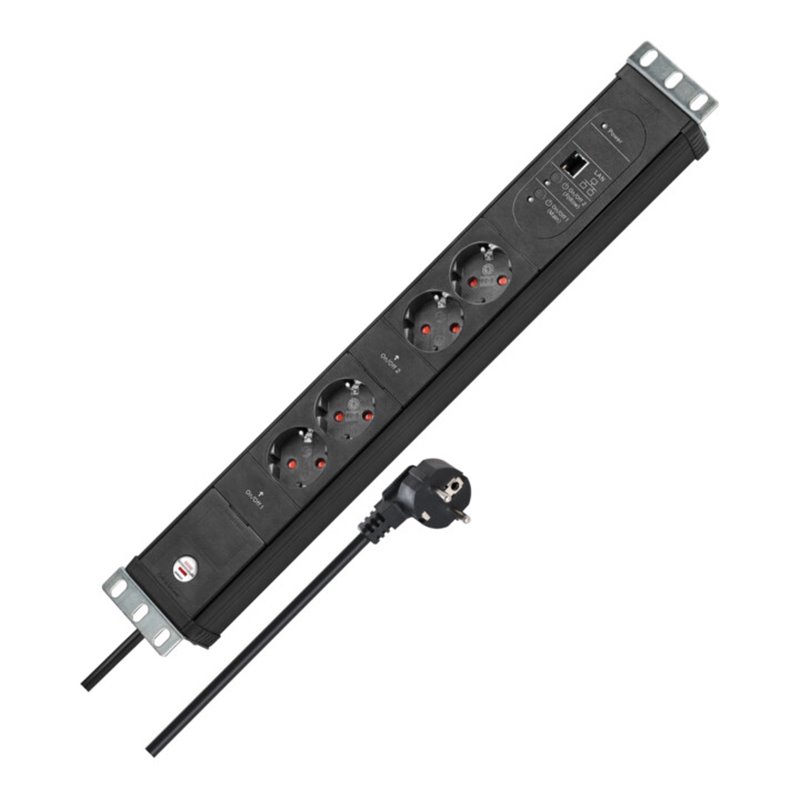 Premium-Web-Line V3 Internet-Steckdosenleiste 19' 4-fach schwarz 3m H05VV-F3G1,5