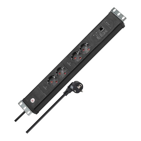 Premium-Web-Line V3 Internet-Steckdosenleiste 19' 4-fach schwarz 3m H05VV-F3G1,5