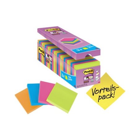Post-it Haftnotiz Super Sticky 654SE24P 76x76mm sort. 24 St./Pack.