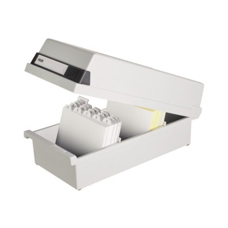 HAN Karteikasten 956-11 DIN A6 quer max. 1300Karten PS lichtgrau