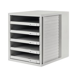 HAN Schubladenbox 1401-11 DIN A4 5Schubfächer PS lichtgrau/lichtgrau
