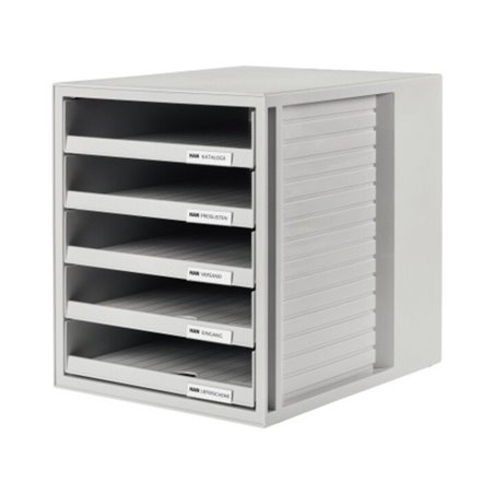 HAN Schubladenbox 1401-11 DIN A4 5Schubfächer PS lichtgrau/lichtgrau