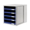 HAN Schubladenbox 1401-14 DIN A4 5Schubfächer PS blau/lichtgrau