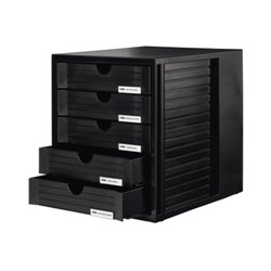 HAN Schubladenbox Systembox 1450-13 DIN C4 5Schubfächer sw