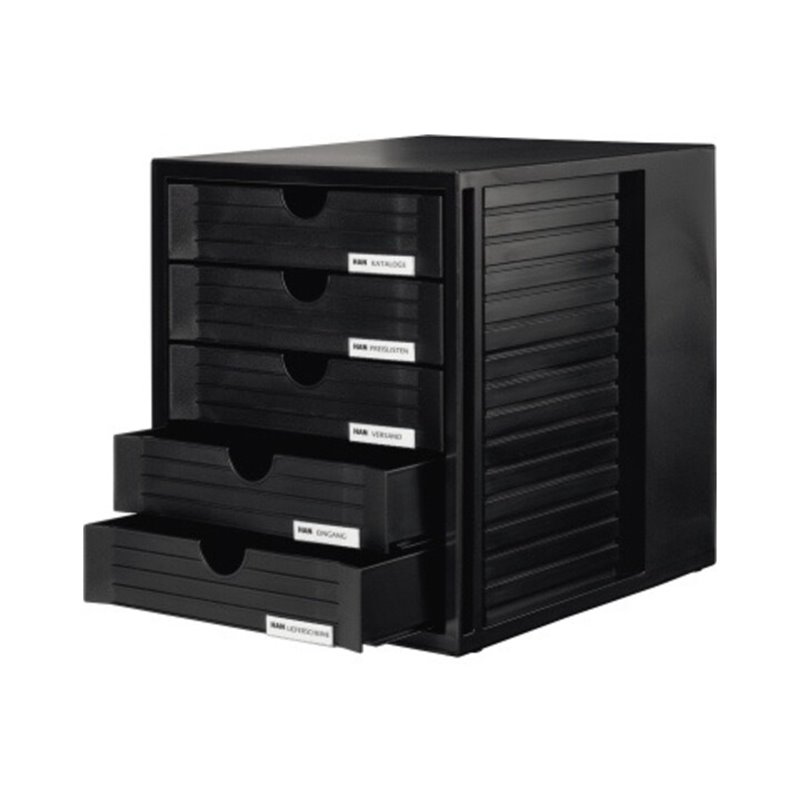 HAN Schubladenbox Systembox 1450-13 DIN C4 5Schubfächer sw