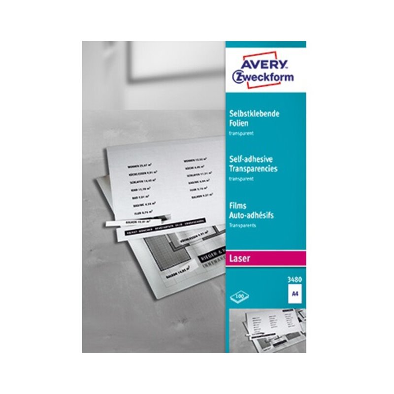 Avery Zweckform Laserfolie 3480 210x297mm transparent 100 St./Pack.