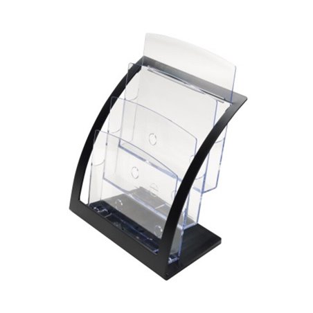 Deflecto Tischprospekthalter 693704 DIN A4 3 Fächer schwarz