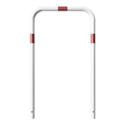 Schake Abweisebügel aus Stahlrohr Ø48mm ohne Querholm, beschichtet, weiß / rot