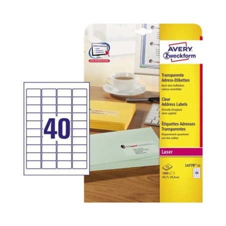 Avery Zweckform Adressetikett L4770-25 transparent 1000 St./Pack.