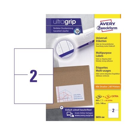 Avery Zweckform Etikett 3655-200 210x148mm weiß 400 St./Pack.