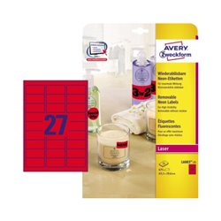 Avery Zweckform Etikett L6003-25 63,5x29,6mm neonrot 675 St./Pack.