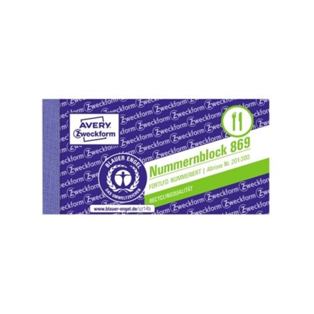 Avery Zweckform Nummernblock 869 105x53mm sortiert