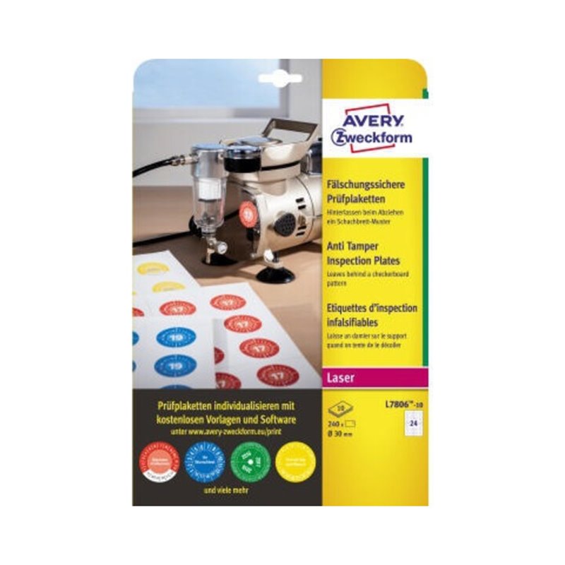 Avery Zweckform Plakette L7806-10 fälschungssicher 30mm 240 St./Pack.