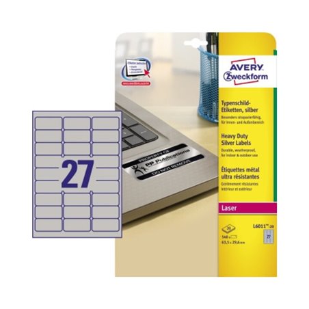 Avery Zweckform Typenschildetikett L6011-20 63,5x29,6mm 540 St./Pack.