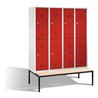 C+P Doppelstockspind Classic mit Sitzbank 8 Fächer Front Rubinrot Korpus Lichtgrau