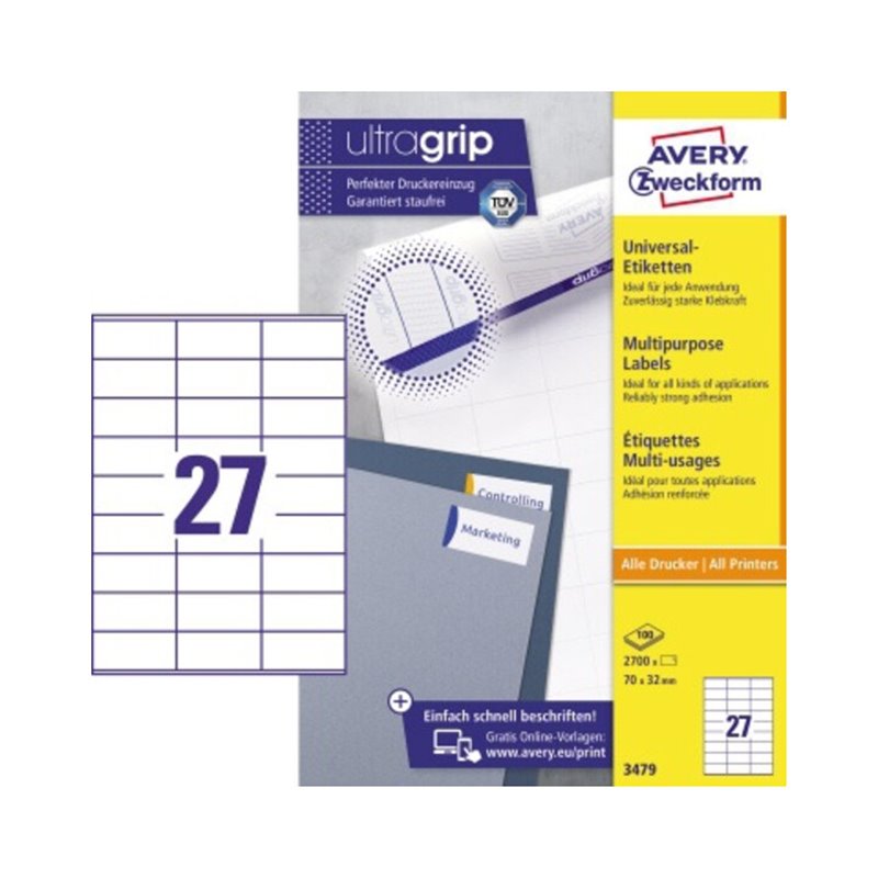 Avery Zweckform Universaletikett 3479 70x32mm weiß 2.700 St./Pack.