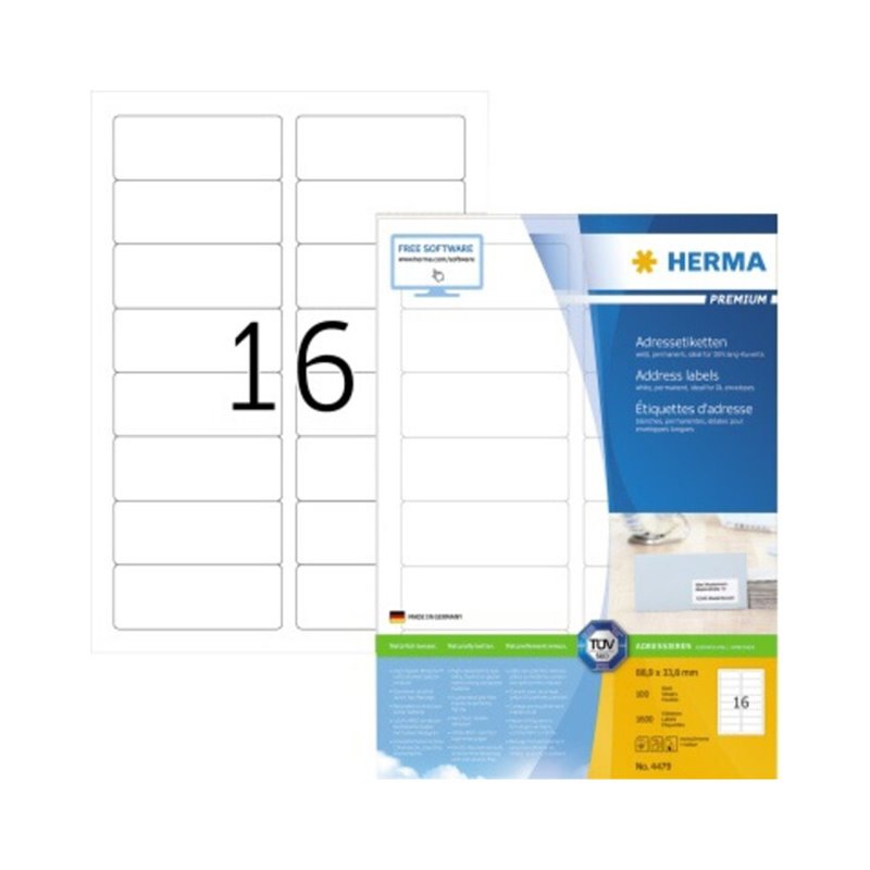 HERMA Adressetikett Premium 4479 88,9x33,8mm weiß 1.600 St./Pack.