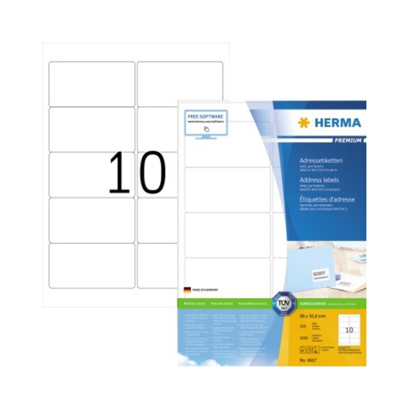 HERMA Adressetikett Premium 4667 96x50,8mm weiß 1.000 St./Pack.
