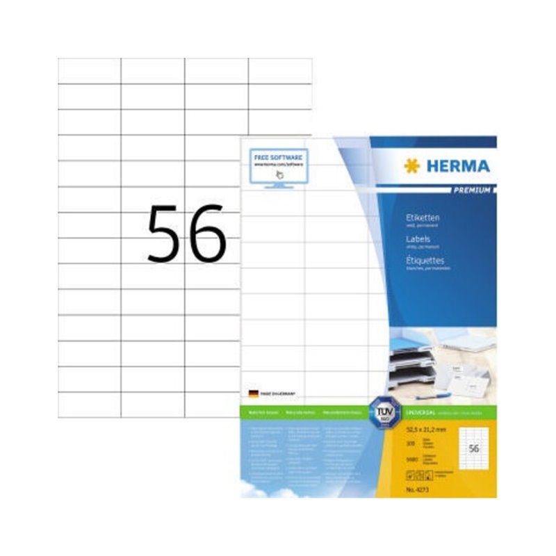 HERMA Etikett Premium 4273 52,5x21,2mm weiß 5.600 St./Pack.