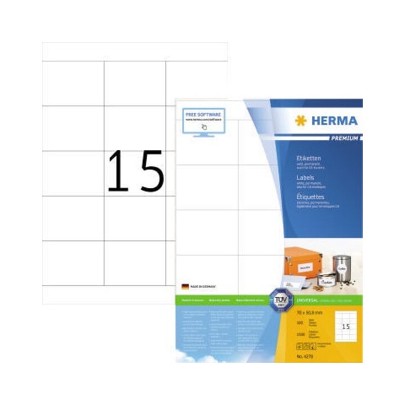 HERMA Etikett PREMIUM 4278 70x50,8mm weiß 1.500 St./Pack.