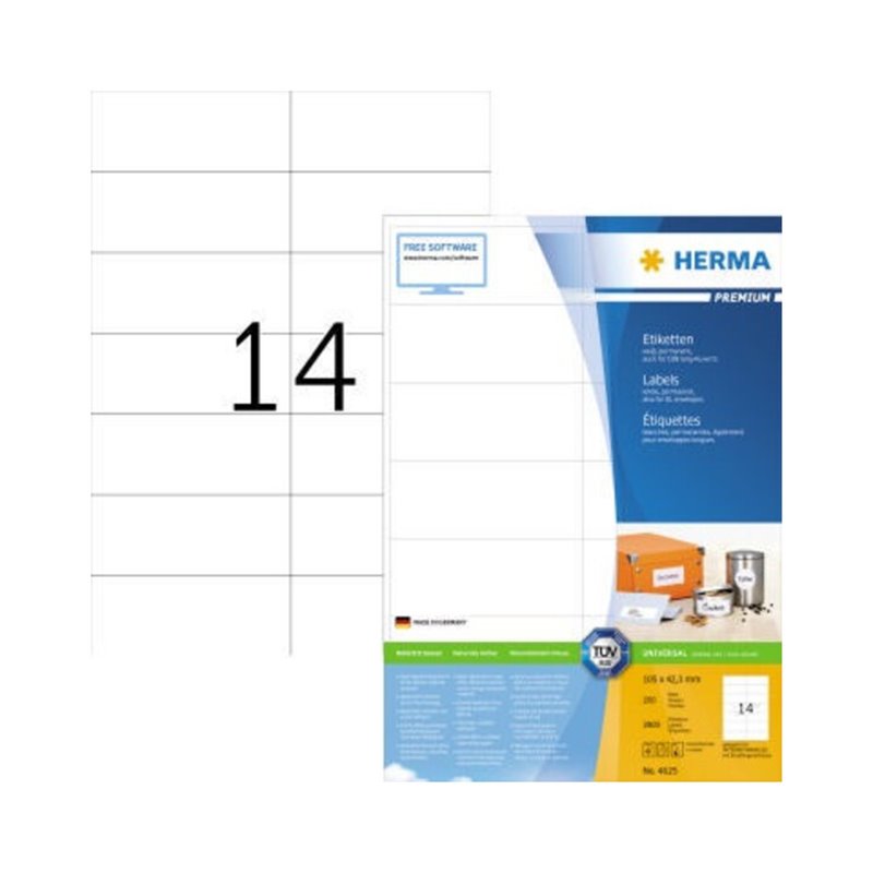 HERMA Etikett PREMIUM 4625 105x42,3mm weiß 2.800 St./Pack.