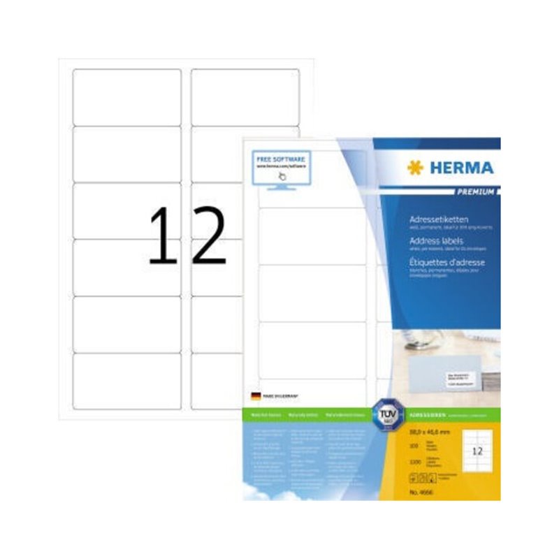 HERMA Etikett PREMIUM 4666 88,9x46,6mm weiß 1.200 St./Pack.
