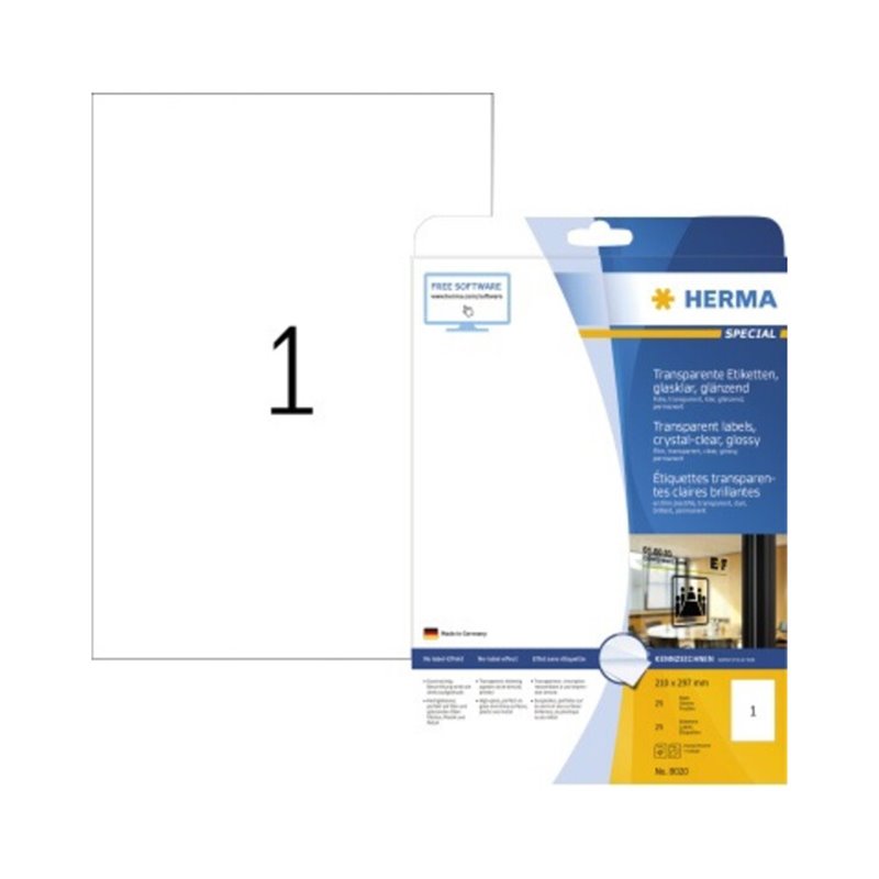 HERMA Folienetikett 8020 210x297mm tr 25 St./Pack.