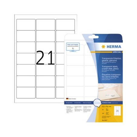 HERMA Folienetikett 8017 63,5x38,1mm tr 525 St./Pack.
