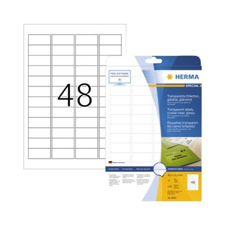 HERMA Folienetikett 8016 45,7x21,2mm tr 1.200 St./Pack.