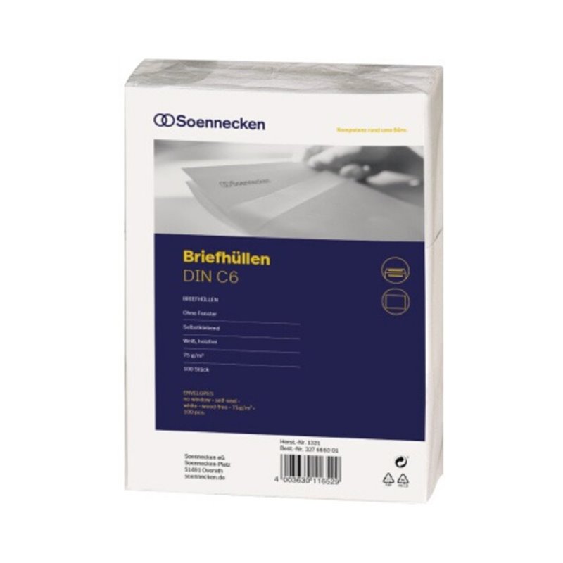 Soennecken Briefhülle 1303 C6 75g oF sk RCP grau 1.000 St./Pack.