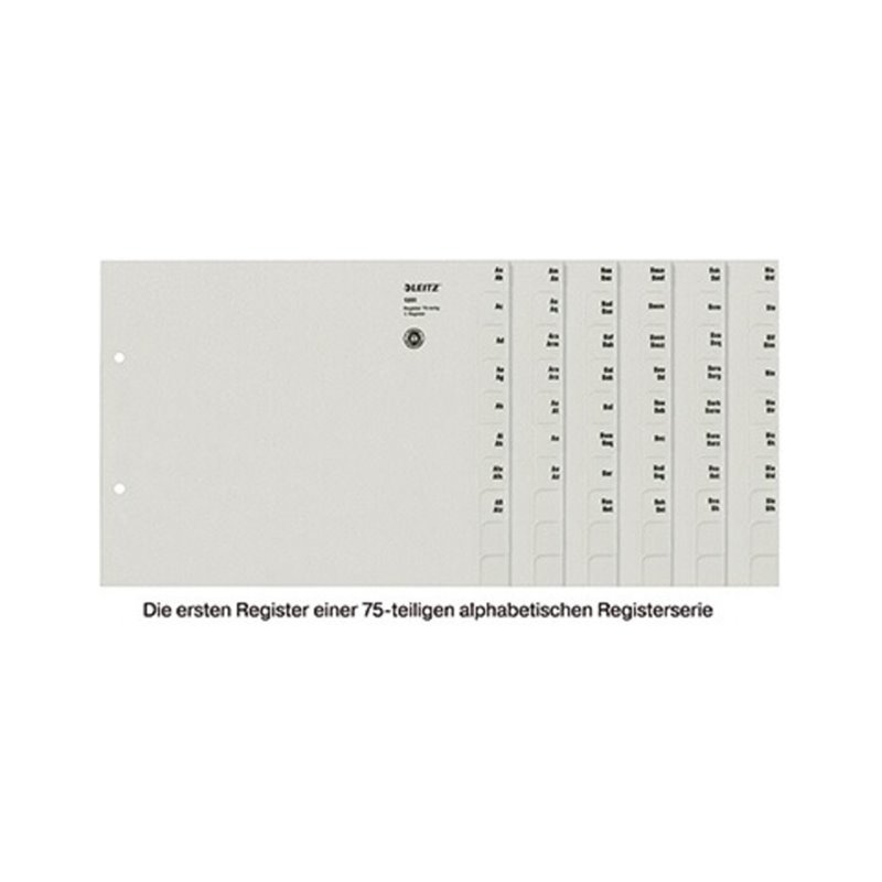 Leitz Registerserie 13510085 DIN A4 A-Z für 75Ordner Tauenpapier grau